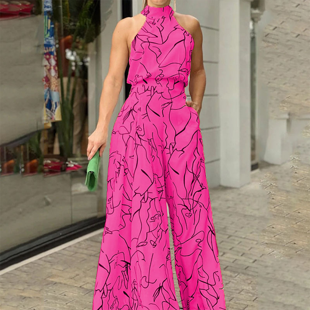 Women's halterneck maxi dress long flowing silhouette breathable fabric day-to-night elegant drape