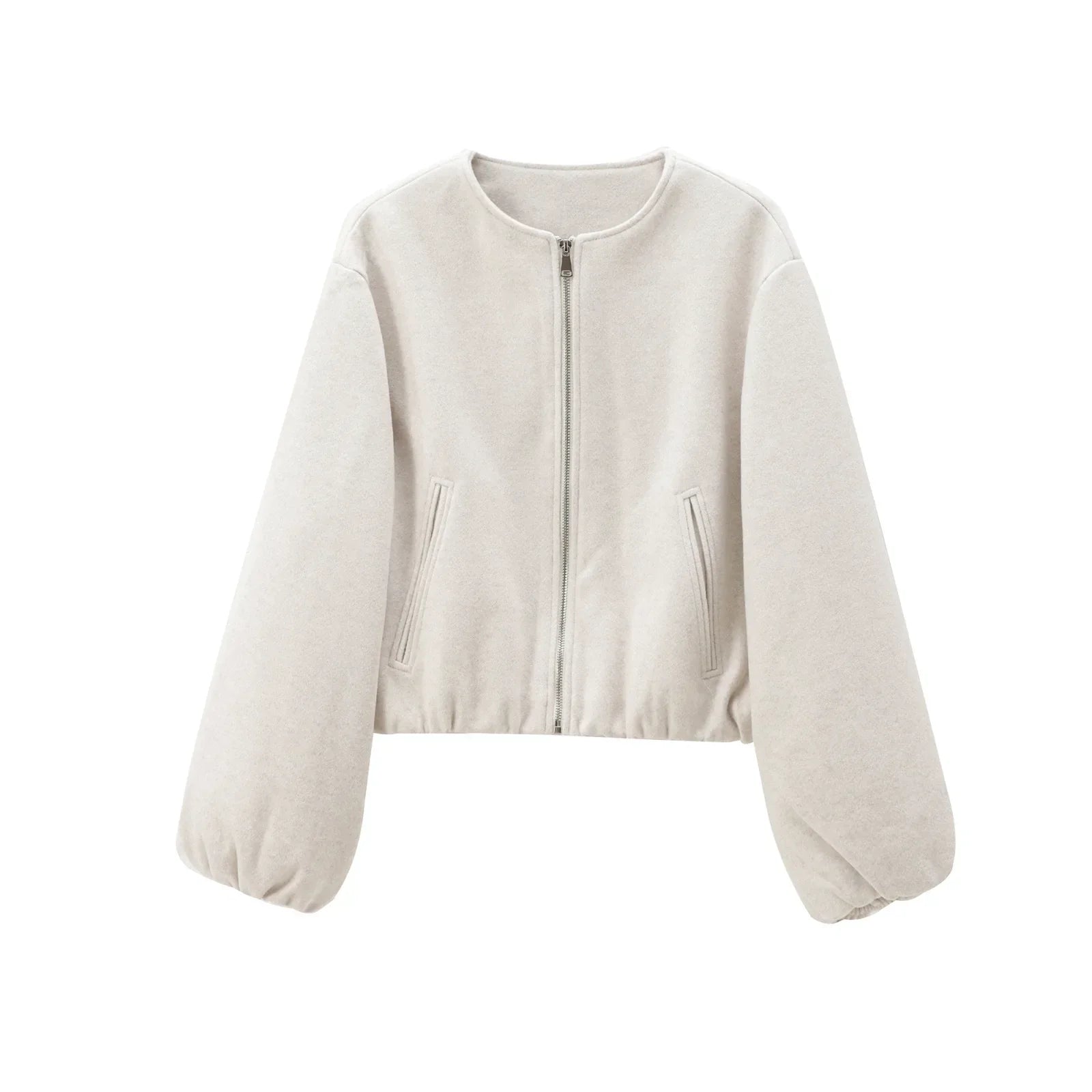 Women's red bomber jacket short-cut silhouette with zipper closure, soft fabric for active casual wear