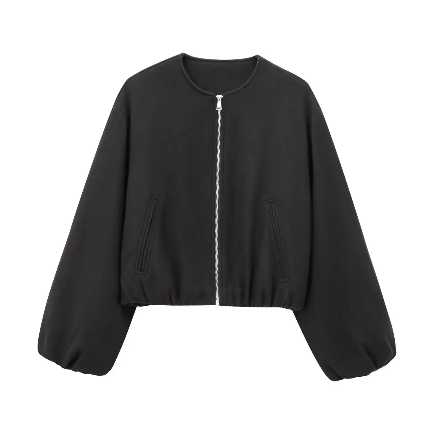 Women's red bomber jacket short-cut silhouette with zipper closure for active casual wear