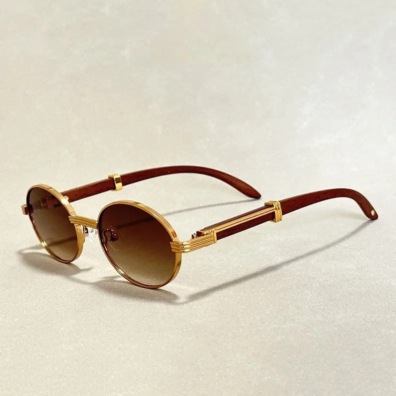 Vintage circular sunglasses silver polished rims gradient lenses lightweight round retro frame