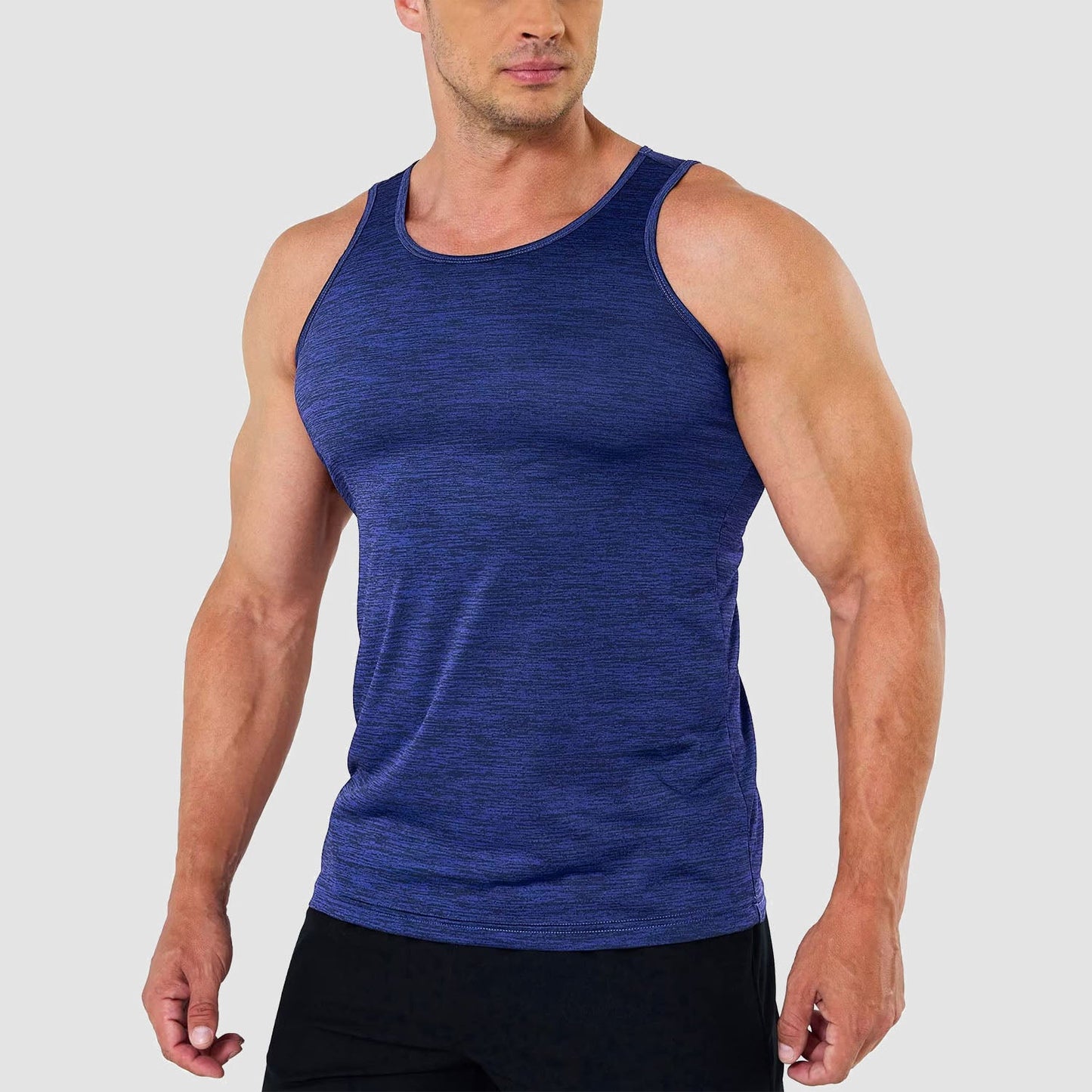 Men's quick-dry sleeveless gym tank top moisture-wicking polyester performance shirt for workouts