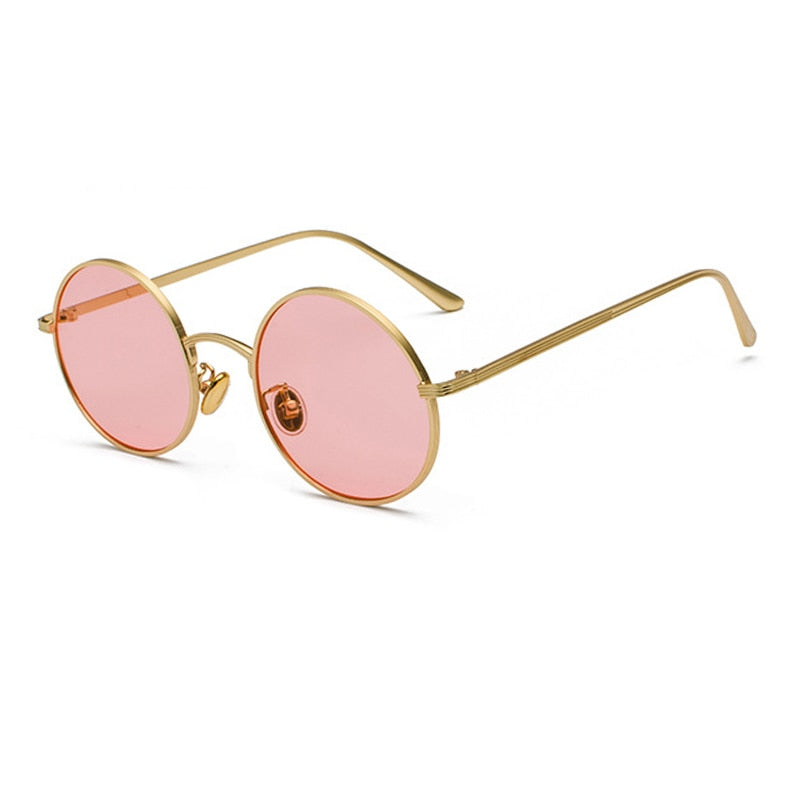 Men's round metal frame sunglasses vintage style UV400 protection polycarbonate lenses durable alloy