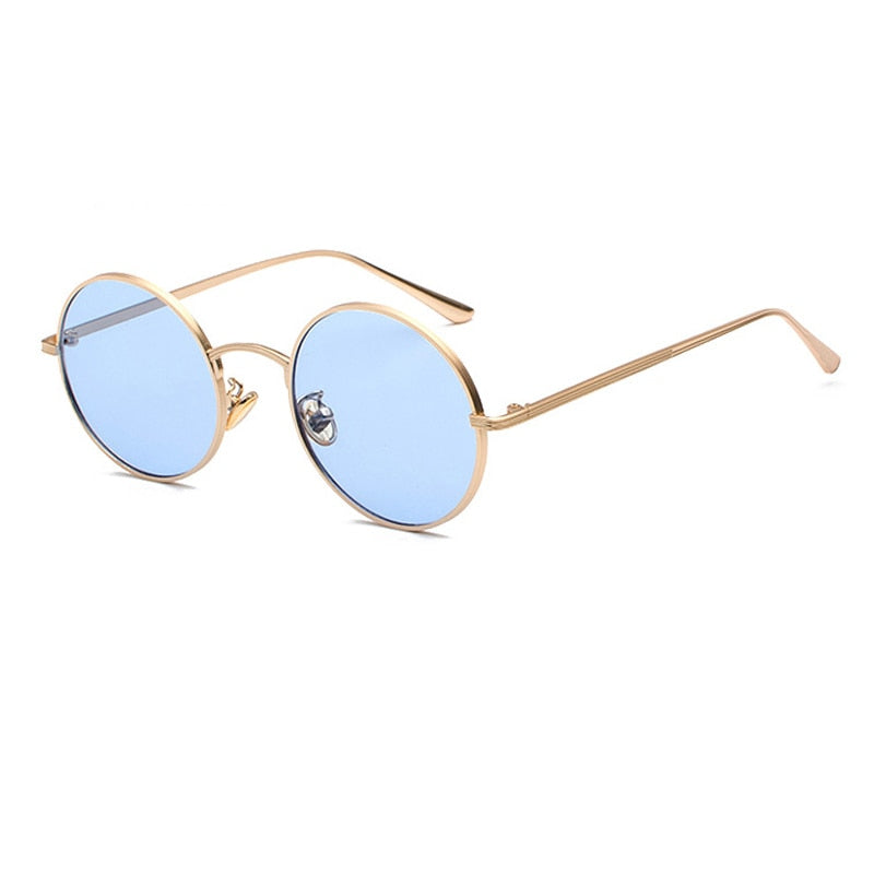 Men's round metal frame sunglasses vintage style UV400 protection polycarbonate lenses durable alloy