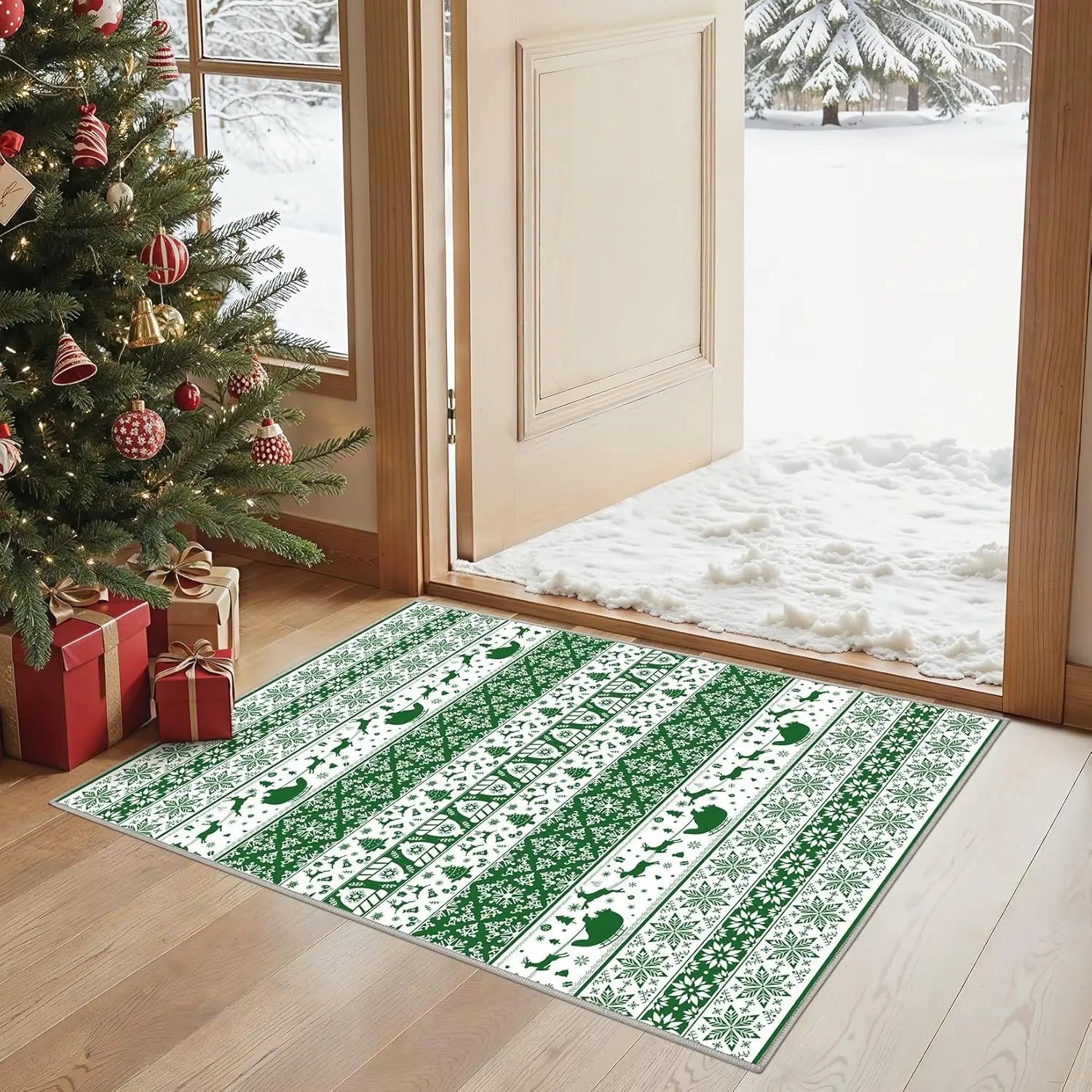 Washable Moroccan geometric boho farmhouse indoor rug, non-slip large area rug for bedroom and dining