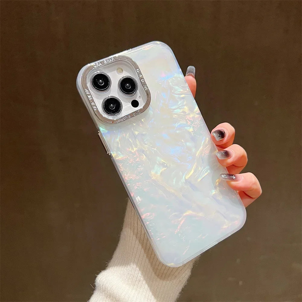 Opal flare iPhone case ethereal laser-plated shell slim shockproof scratch-resistant color-shifting finish