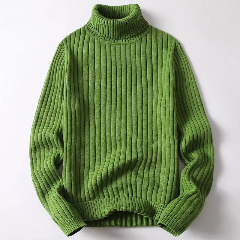 Women's ribbed turtleneck sweater, cozy solid knit long sleeve layer in hip-length silhouette