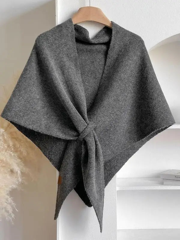 Women's soft winter knit shawl wrap elegant solid color warm breathable everyday comfort