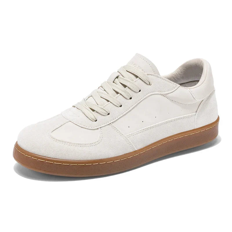 Men's low-profile suede leather casual sneaker with cushioned insole and non-slip rubber sole
