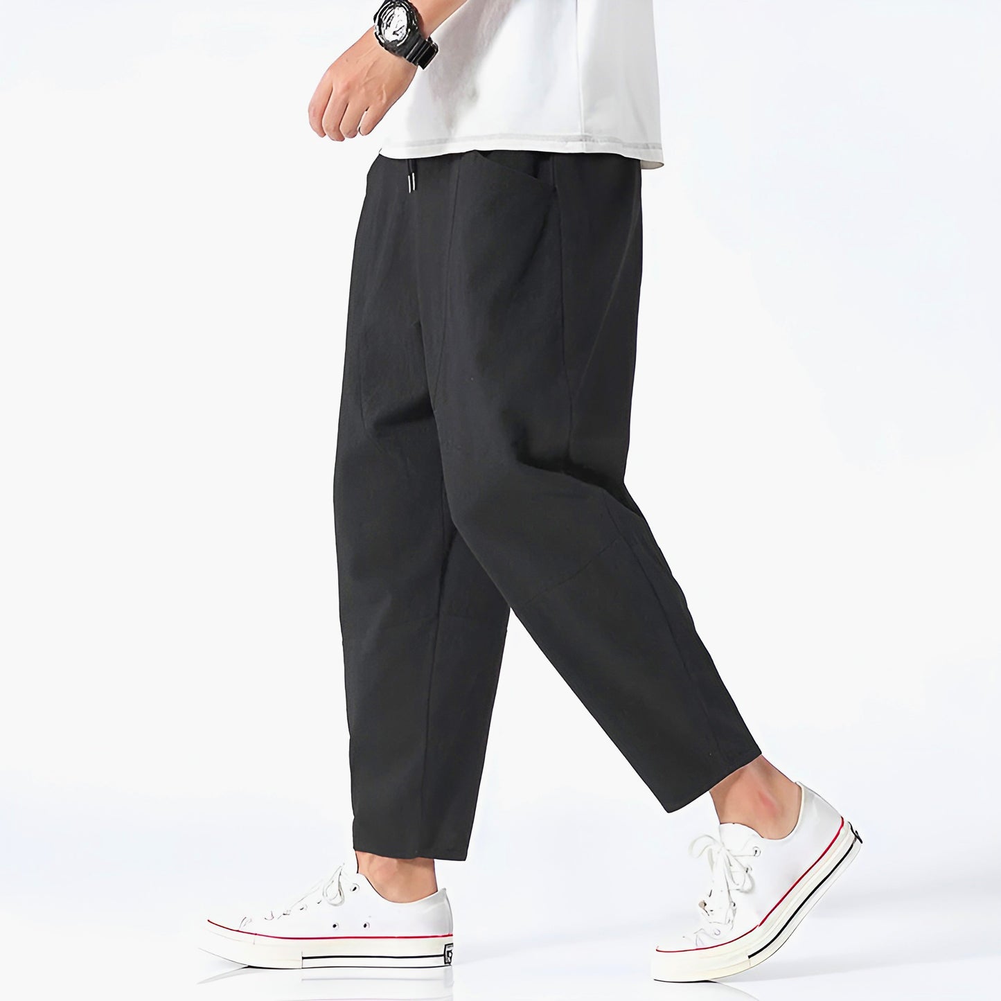 Cameron men's cropped relaxed fit casual pants urban streetwear style with ankle-length hem