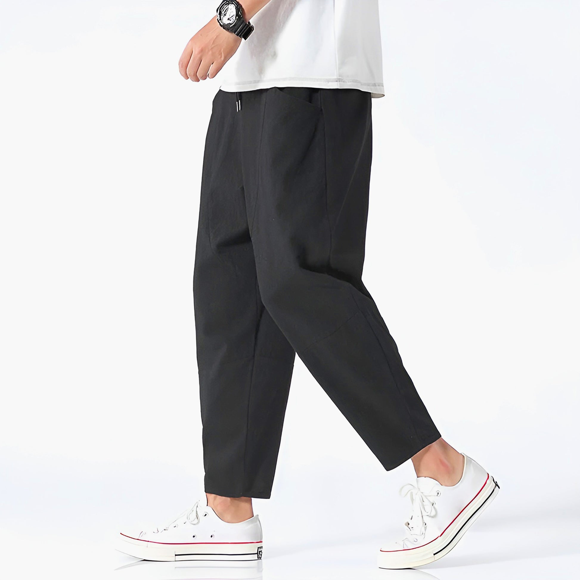 Cameron men's cropped relaxed fit casual pants urban streetwear style with ankle-length hem