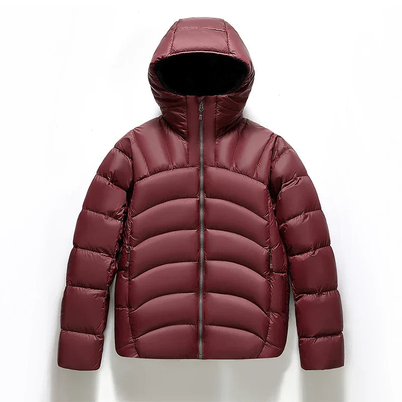 Black quilted puffer jacket relaxed fit hooded coat with diamond pattern for men and women