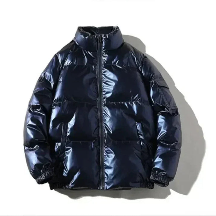 Men's quilted puffer jacket navy blue slim fit with superior thermal insulation winter style