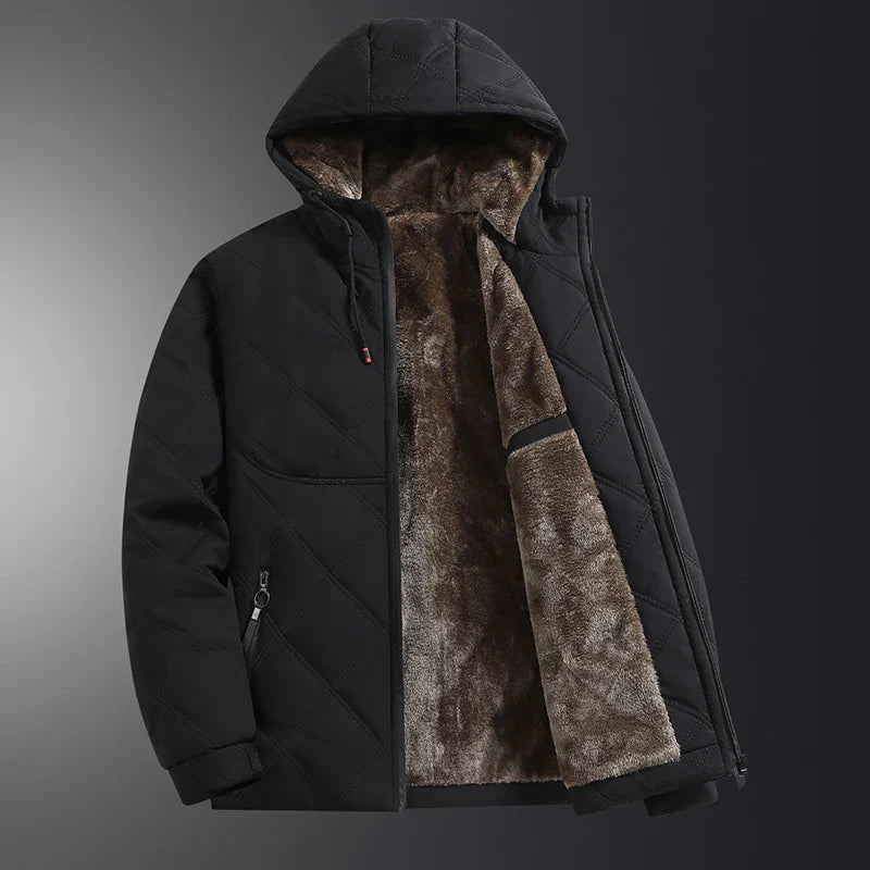 Freddie unisex quilted hooded jacket relaxed hip-length fit with fleece lining for casual wear