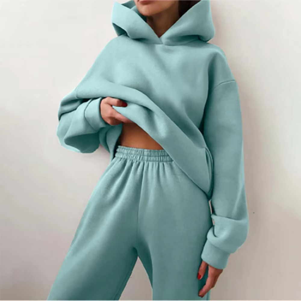 Women's soft cotton tracksuit set oversized hoodie matching joggers relaxed lounge fit everyday comfort
