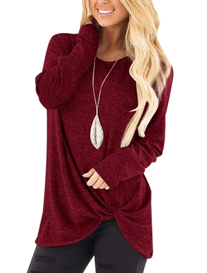 Women's cold shoulder tunic top long sleeve twist knot detail casual chic everyday style