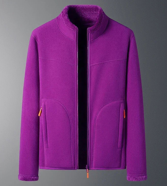 Women's winter jacket stand collar zip closure cozy warmth fitted silhouette cold weather style