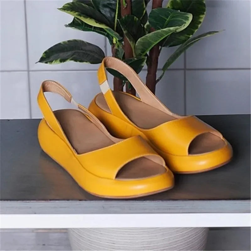 Women platform sandals open toe elastic heel strap lightweight urban summer comfort casual style