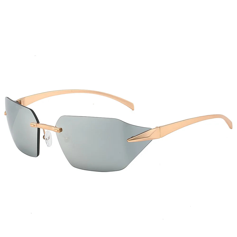 Vista Barcelona rimless sunglasses gold-tone frames lightweight UV protection fashion-forward adults