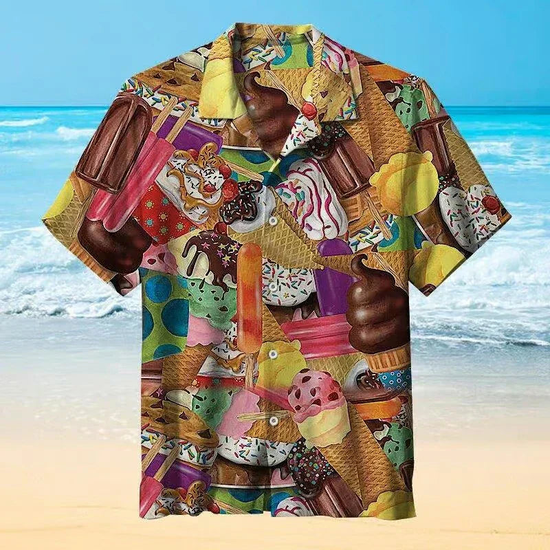 Vintage white retro ice cream graphic tee short sleeve casual summer shirt with nostalgic print