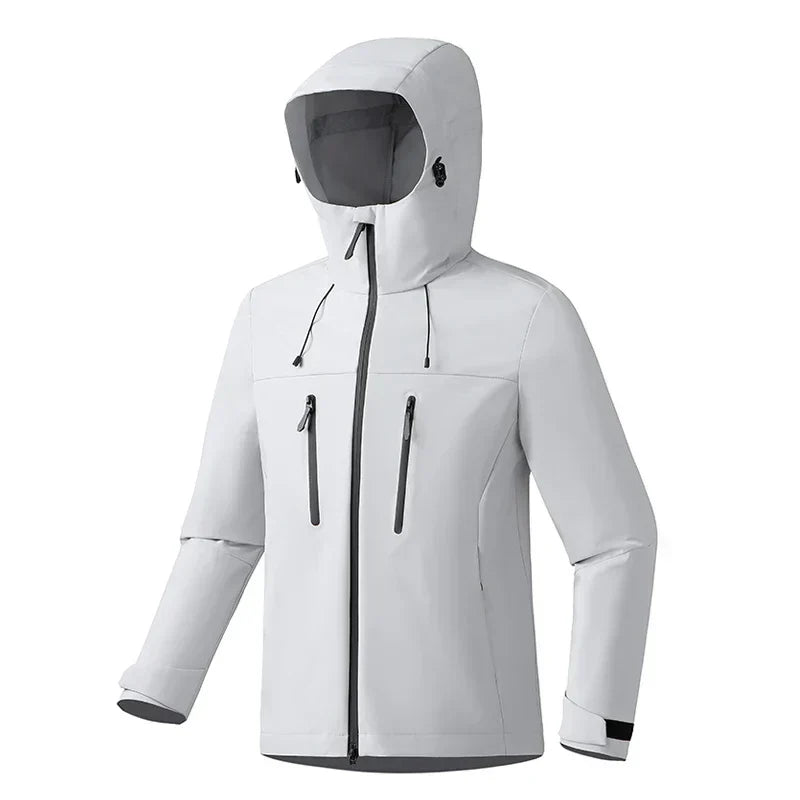 Chloe women's minimal white ski jacket structured fit cold weather layering essential