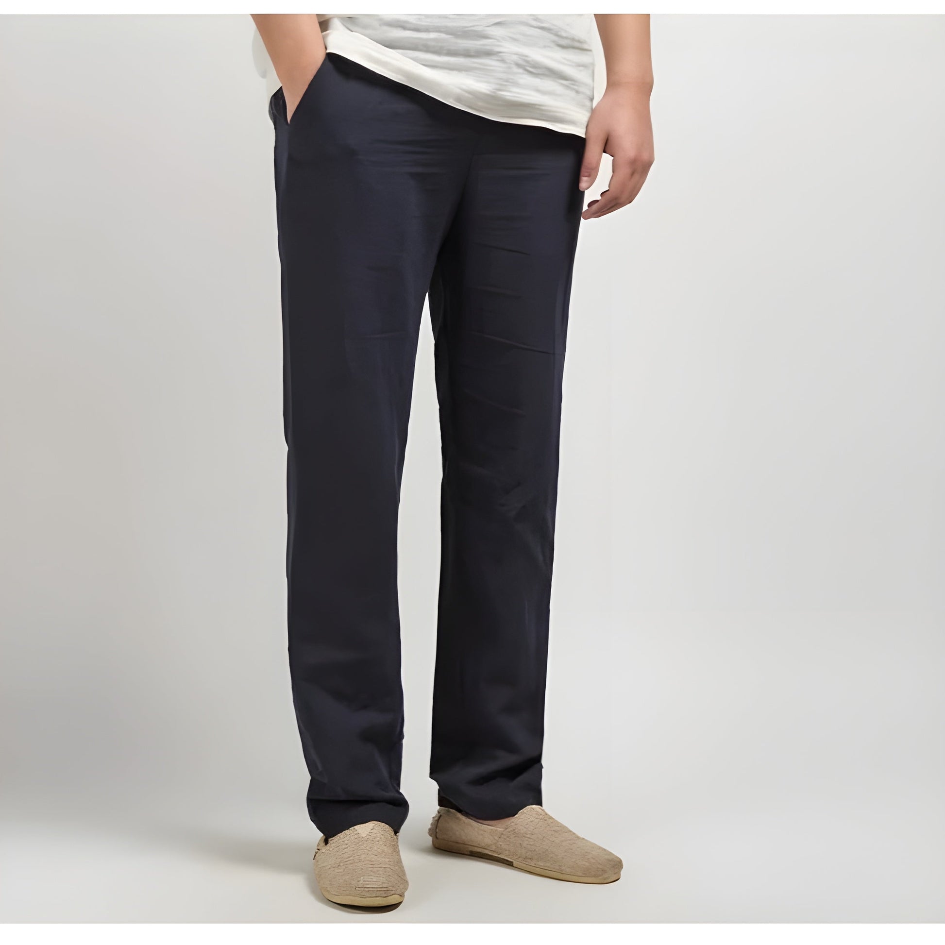 Hampton linen pants straight-cut ankle-length cotton-linen blend smart casual breathable trousers