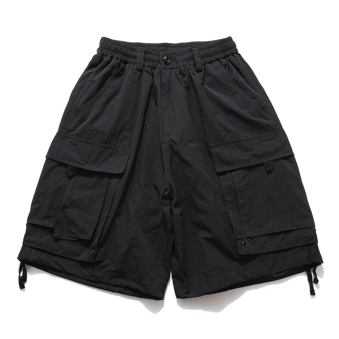 Men's olive ripstop pocket shorts lightweight featherweight cut with adjustable hem drawstring
