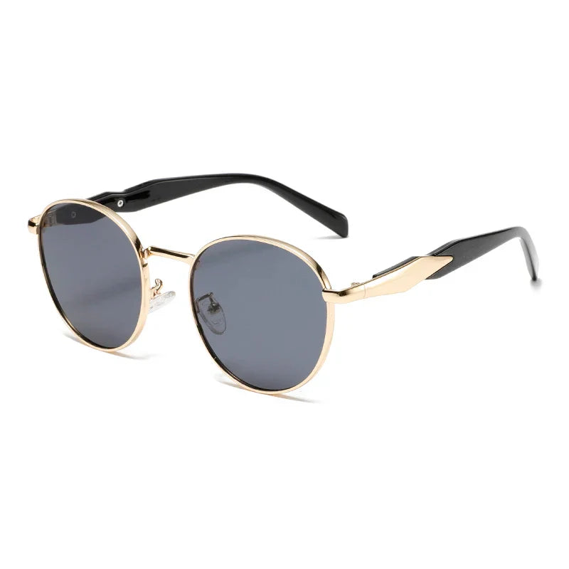 Retro round metal sunglasses UV400 lenses adjustable nose pads unisex vintage slim frame fashion