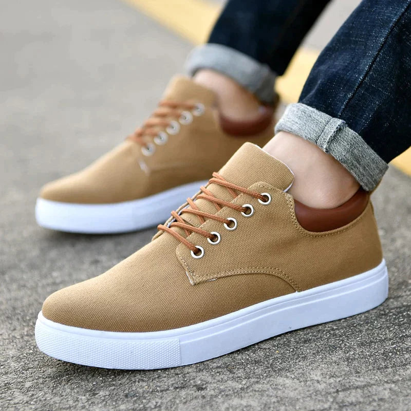 Max white men's sneakers with raised supportive sole, versatile elegant design for office and sport