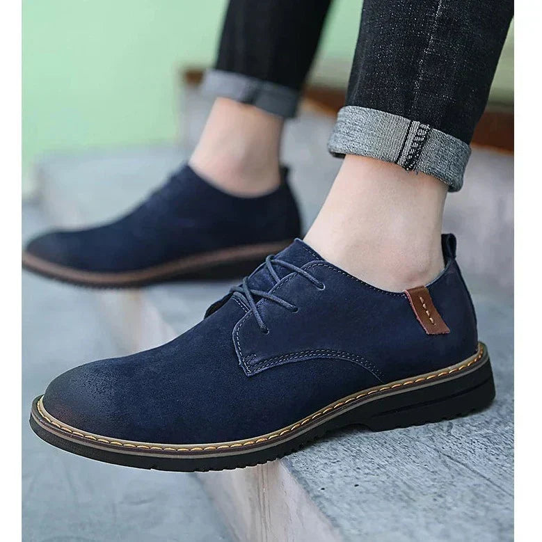 Men's black PU leather Oxford dress shoes polished finish closed-lace elegant formal fit