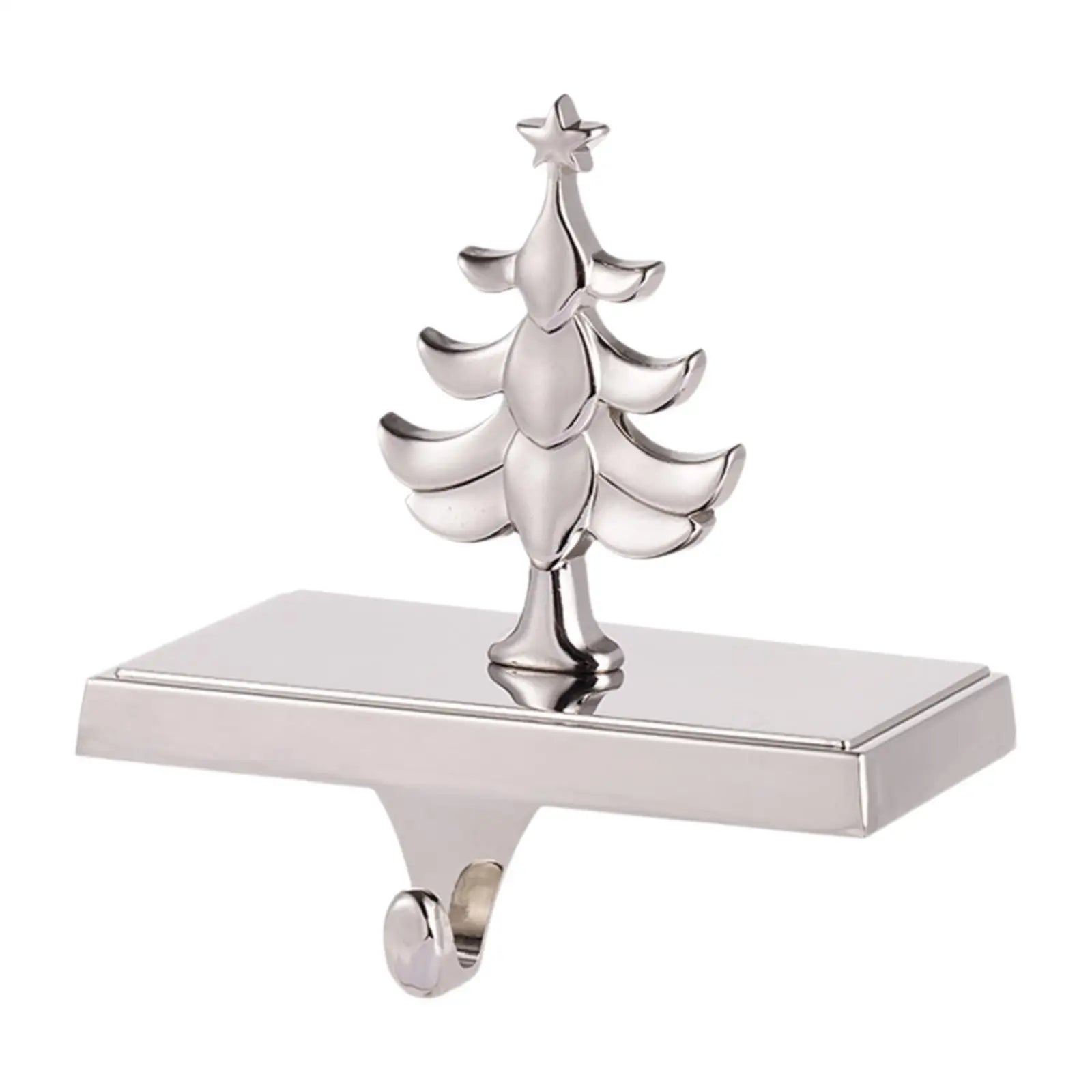 Cast iron Christmas stocking hangers chrome finish weighted mantel hooks festive holiday decor