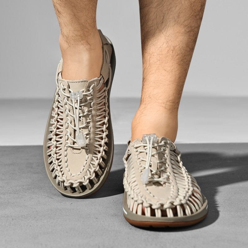 Nordic Flair unisex open-toe sandals with woven upper, adjustable lacing and rubber sole