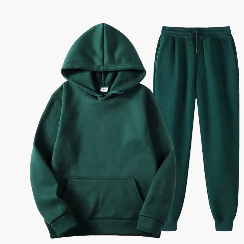 Women's gray hoodie and jogger loungewear set, cozy coordinated casual outfit with kangaroo pocket