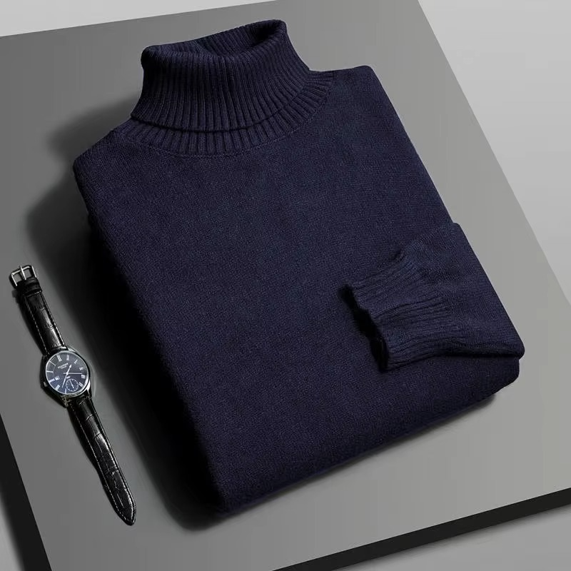 Men's slim fit knitted turtleneck sweater long sleeve anti-pilling acrylic blend everyday warmth