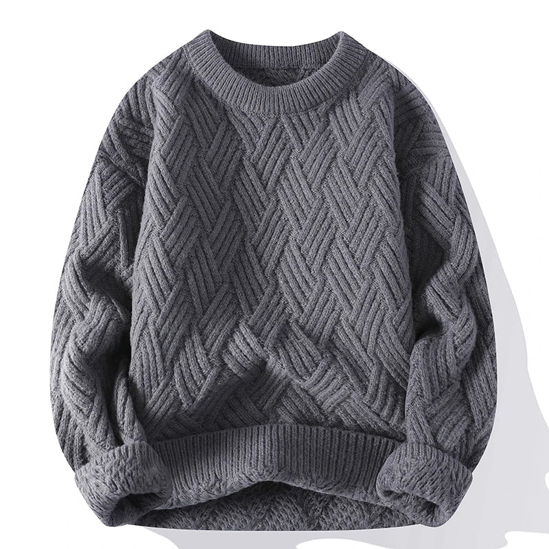 Men's relaxed fit geometric ribbed knit sweater for casual everyday style