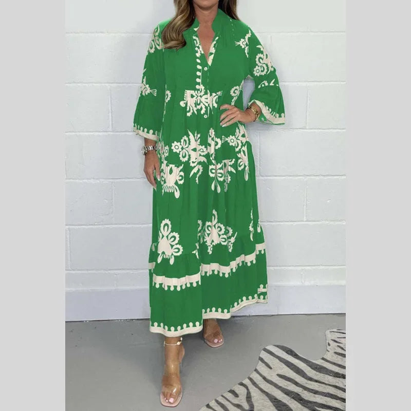 Namira women's loose fit printed dress, elegant versatile design in 7 colors for all body types