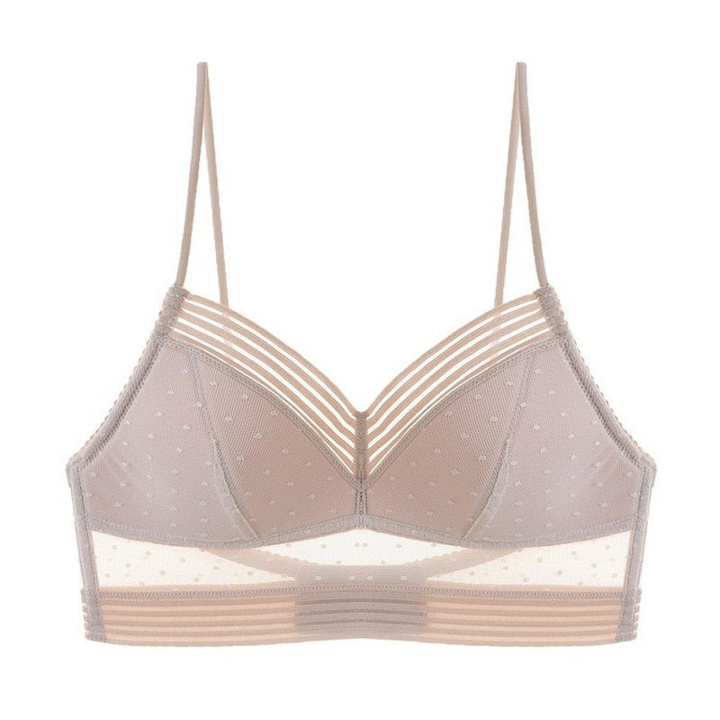 Nude seamless backless bra with U-shape design, wire-free invisible support for summer outfits