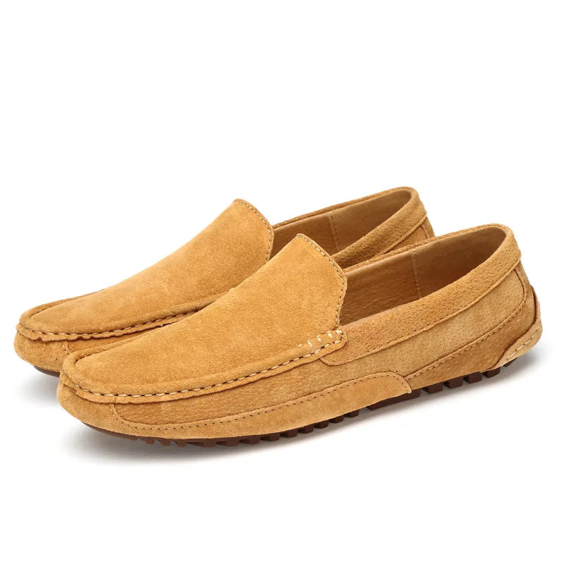 Men's handmade suede loafers slip-on formal smart casual premium leather elegant shoes