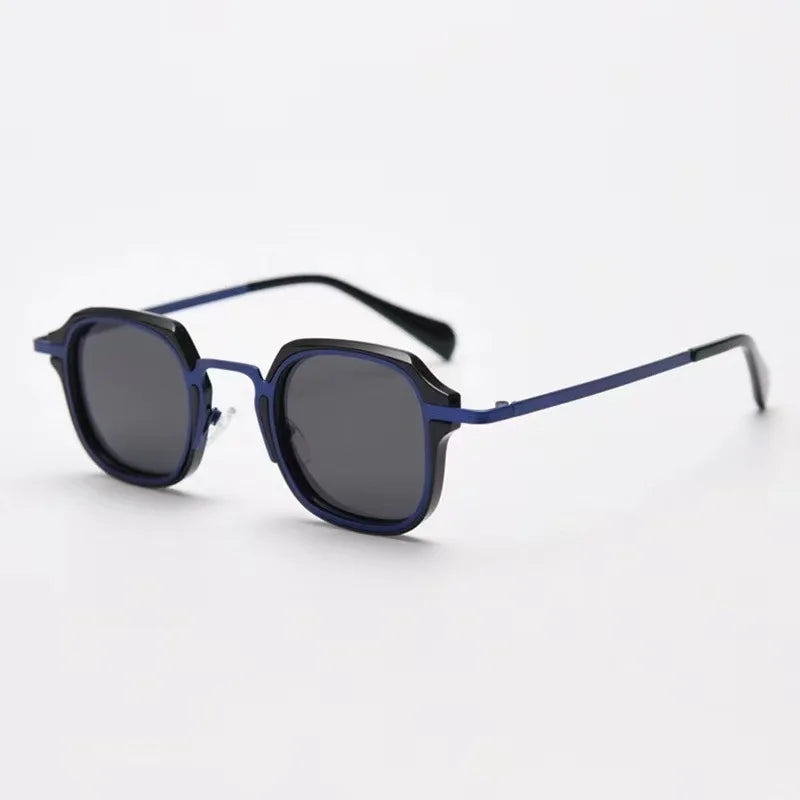 TrendAura Maverick unisex square punk sunglasses matte metal frame polarized UV400 lenses bold geometry