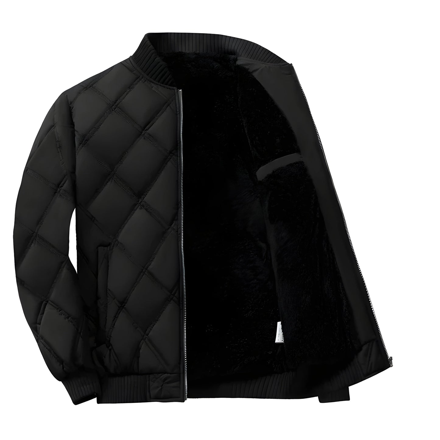 Unisex slim fit quilted jacket navy diamond pattern fleece-lined lightweight layering essential