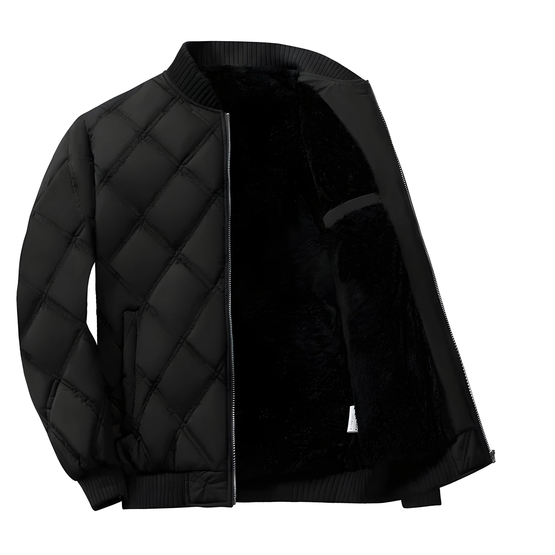 Unisex slim fit quilted jacket navy diamond pattern fleece-lined lightweight layering essential