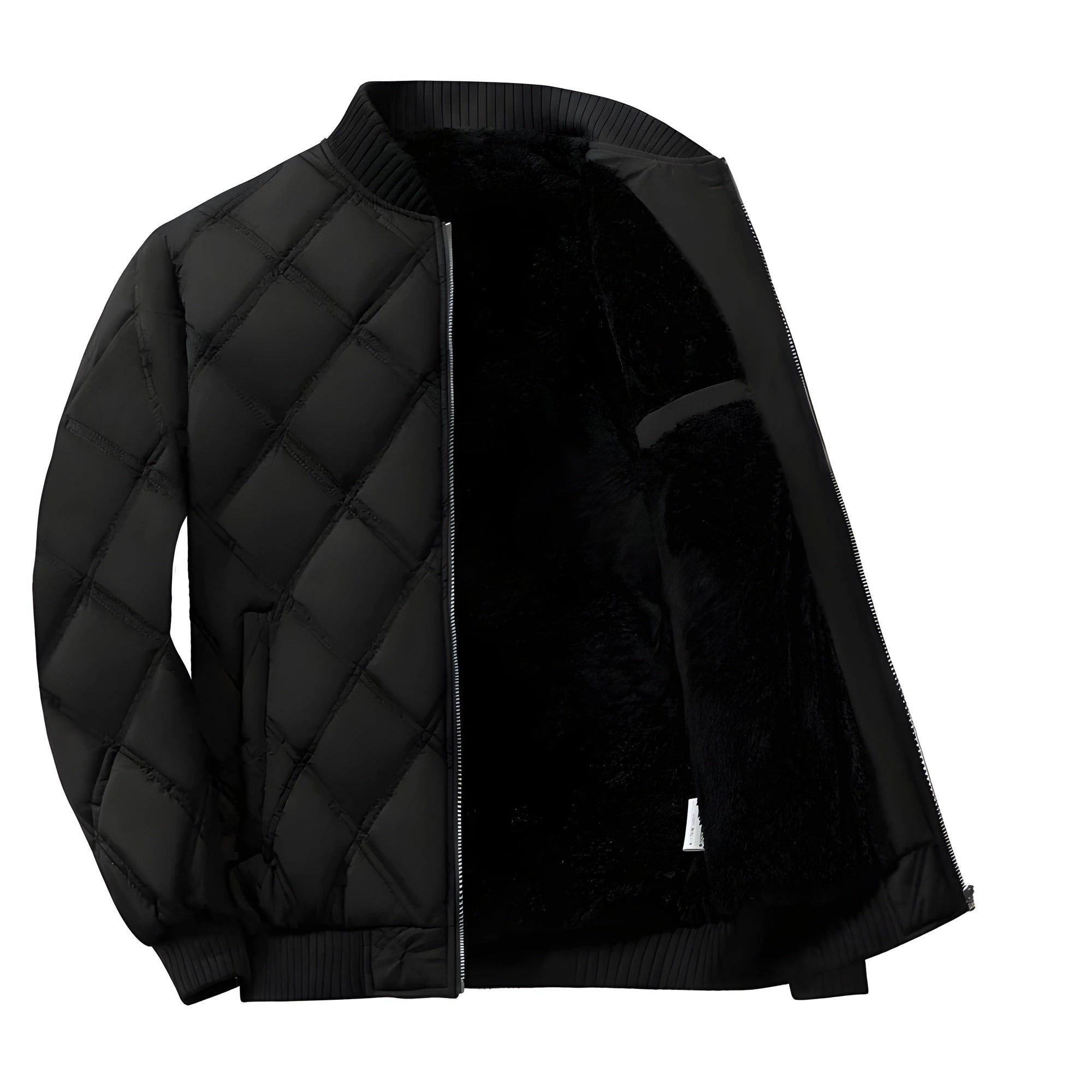 Unisex slim fit quilted jacket navy diamond pattern fleece-lined lightweight layering essential