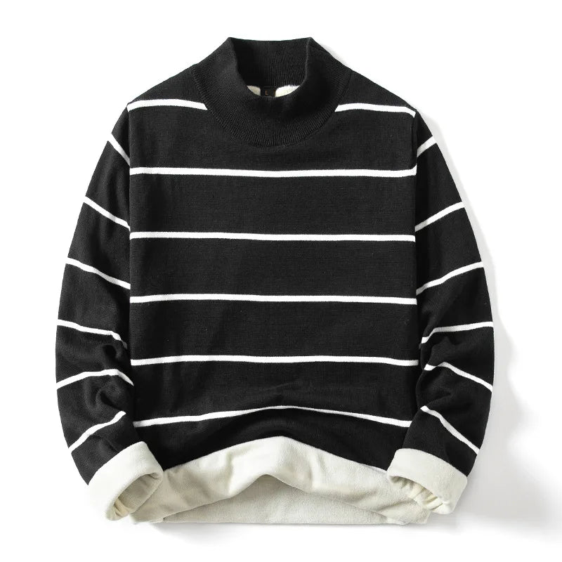 Women's striped knit pullover, soft cozy knitwear with classic horizontal stripes for versatile everyday style