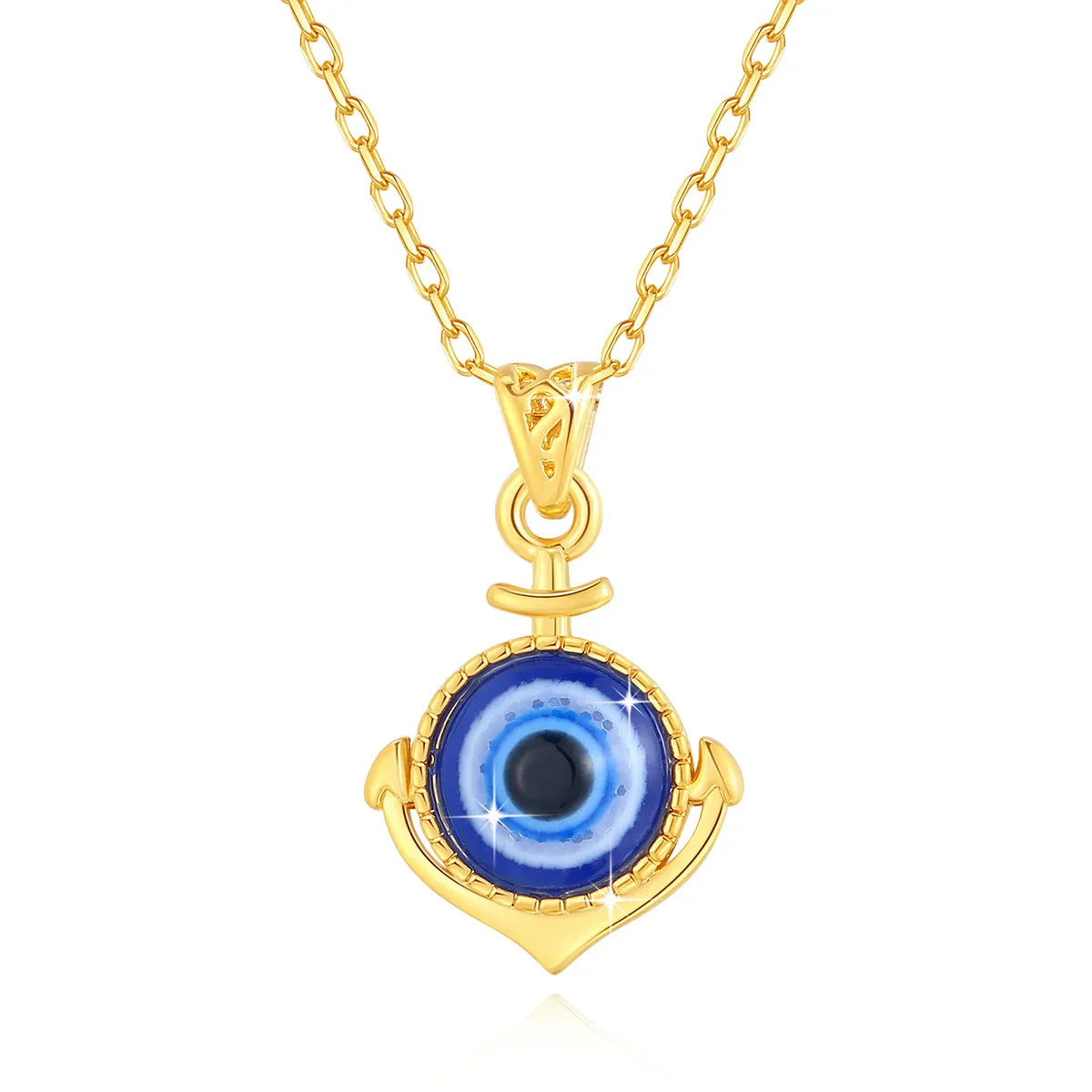 18K gold evil eye necklace celestial pendant lightweight statement jewelry for women