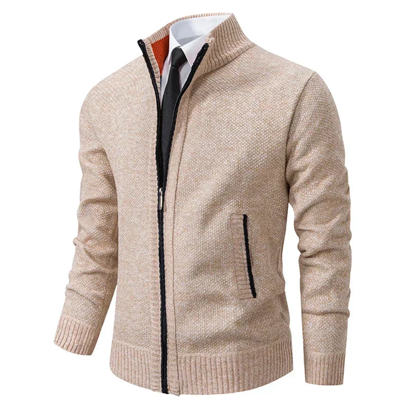 Men's slim fit fleece vest stand collar full zip warm layering essential for cold weather