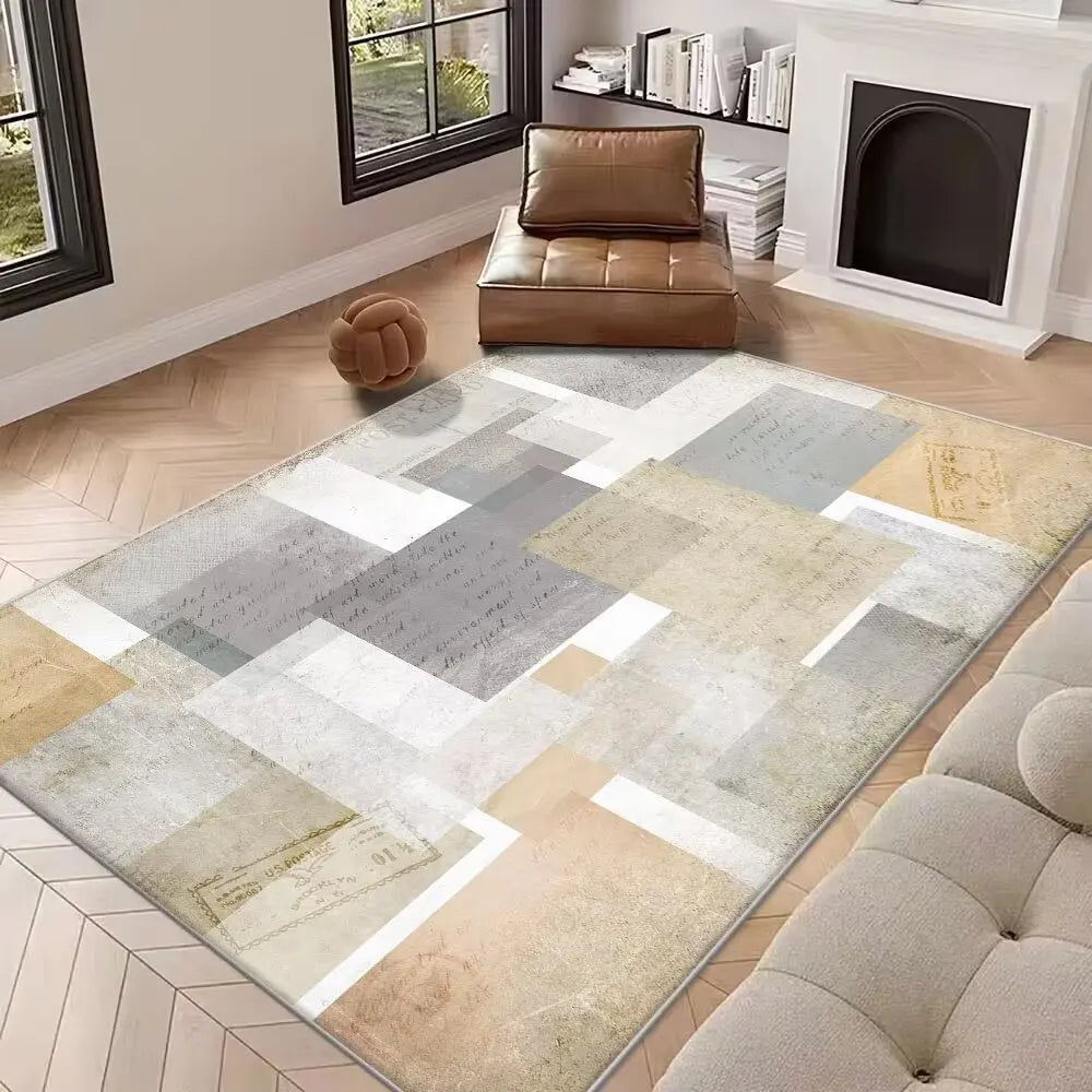 Modern abstract area rug non-slip washable large mat kids pets living room durable floor decor