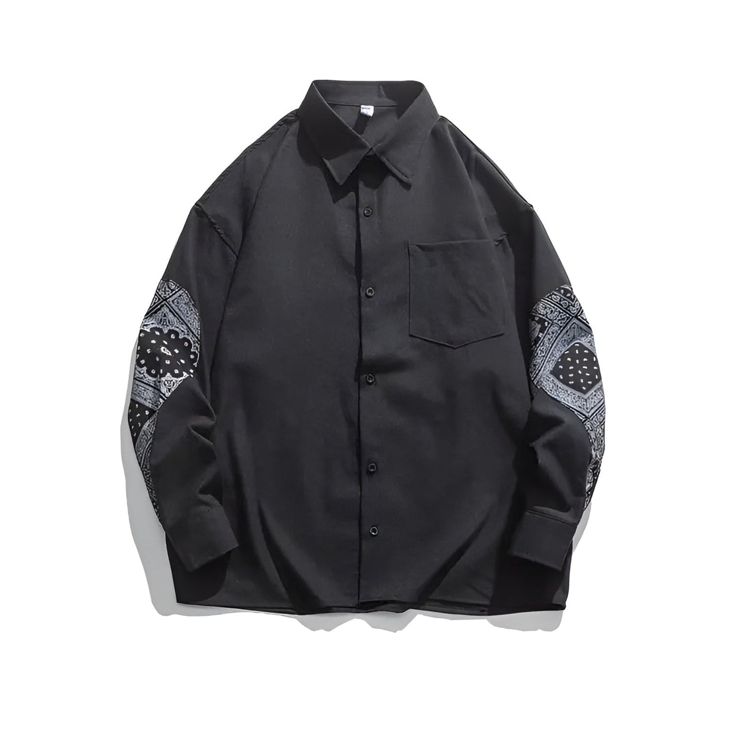 Men's paisley cotton long sleeve shirt, breathable lightweight fabric with ornate pattern formal casual