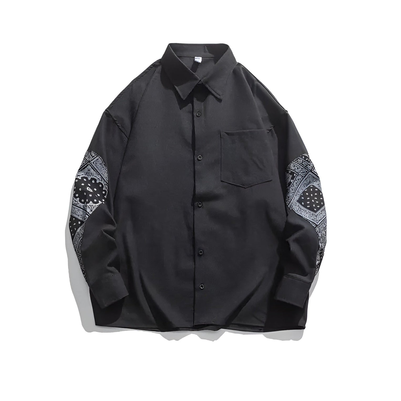 Men's paisley cotton long sleeve shirt, breathable lightweight fabric with ornate pattern formal casual