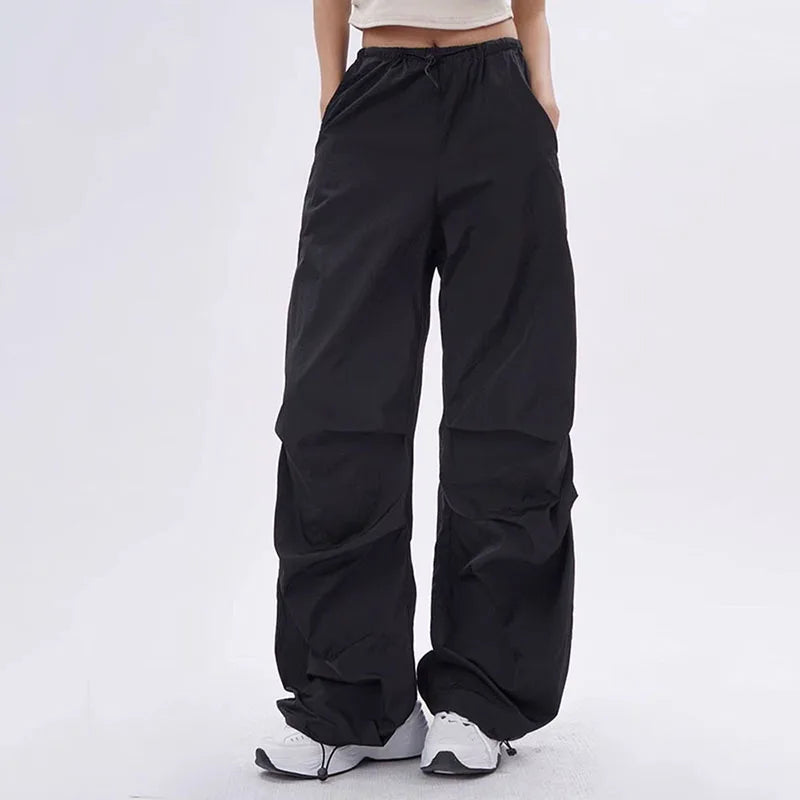 Women's loose fit parachute pants lightweight design with adjustable waist for freedom of movement