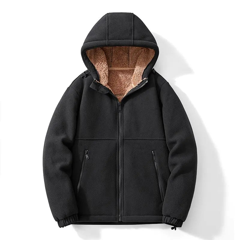 Bear Republic plush fleece hoodie relaxed fit windproof design with textured trim for outdoor warmth