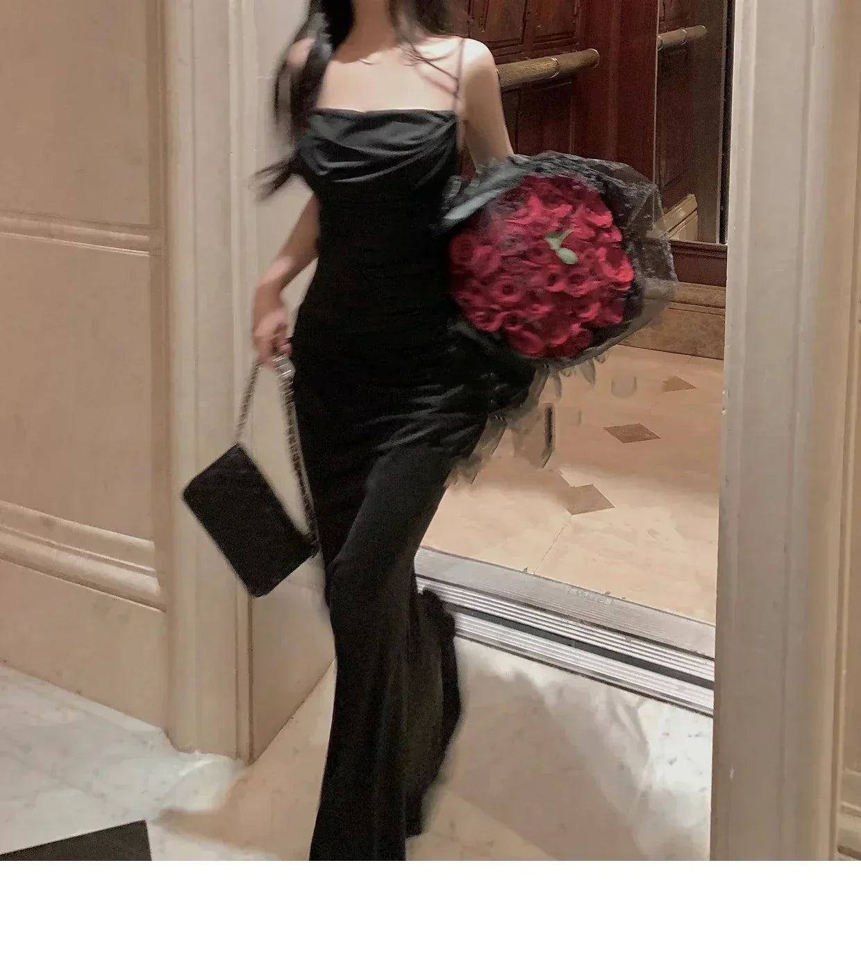 Monika slim silhouette elegant summer dress in stretchy polyester with front slit neckline